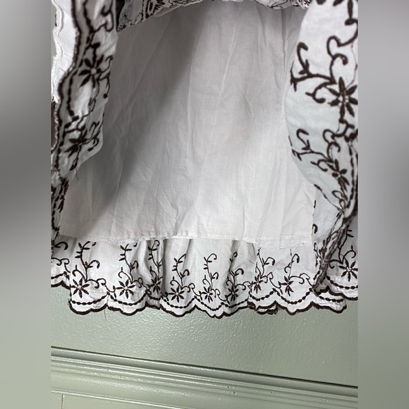 Joe Benbasset Brown/White Pull-On Eyelet Lace Hem Floral Lined Skirt Size Medium - Picture 8 of 8